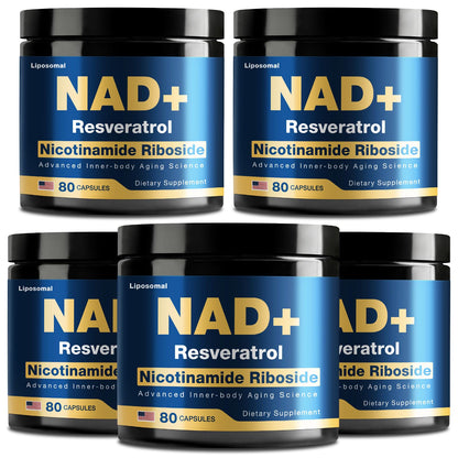 NLMUBR LUCKSIT NAD Supplement – Liposomal NAD with Nicotinamide Riboside, Resveratrol & Quercetin 900 | 400 Count (5 Pack)