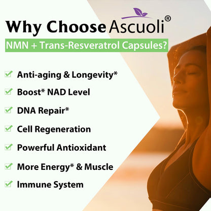99% Ultra Purity NMN 500mg + Trans-Resveratrol 600mg - 1150mg NMN Resveratrol Supplement | 3-in-1 Formula | 60 Caps