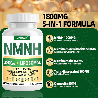 NMNH 1000mg NAD+ Support | Liposomal Resveratrol & NR | Vegan