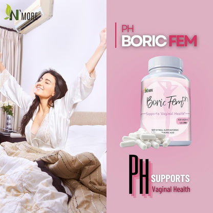N'More Boricfem Vaginal Health Suppositories - 100% Pure Boric Acid, Made in USA | 30 Servings