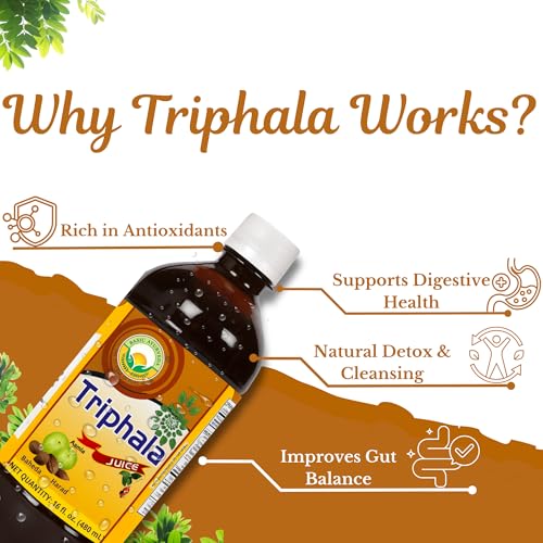 BASIC AYURVEDA Triphala Juice – 16.23 Fl Oz (480 ml) | Digestive Support, Detox & Gut Health | No Added Sugar