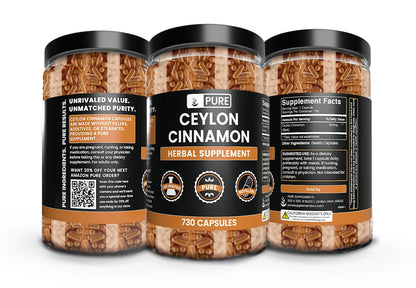 Ceylon Cinnamon Capsules 730 – Pure, Original Ingredients, Lab Verified