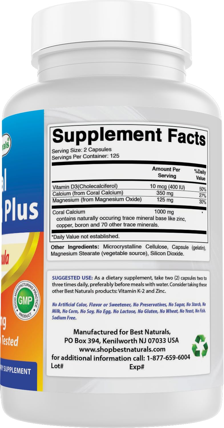 Best Naturals Coral Calcium Plus 1000 mg – 250 Capsules