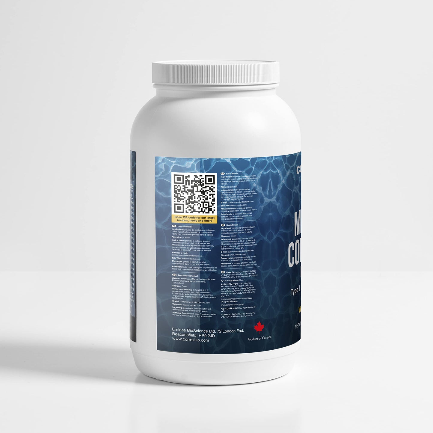 Hydrolyzed Marine Collagen Peptides Powder 1kg – Wild-Caught Canadian Fish Skin | Premium Collagen Supplement