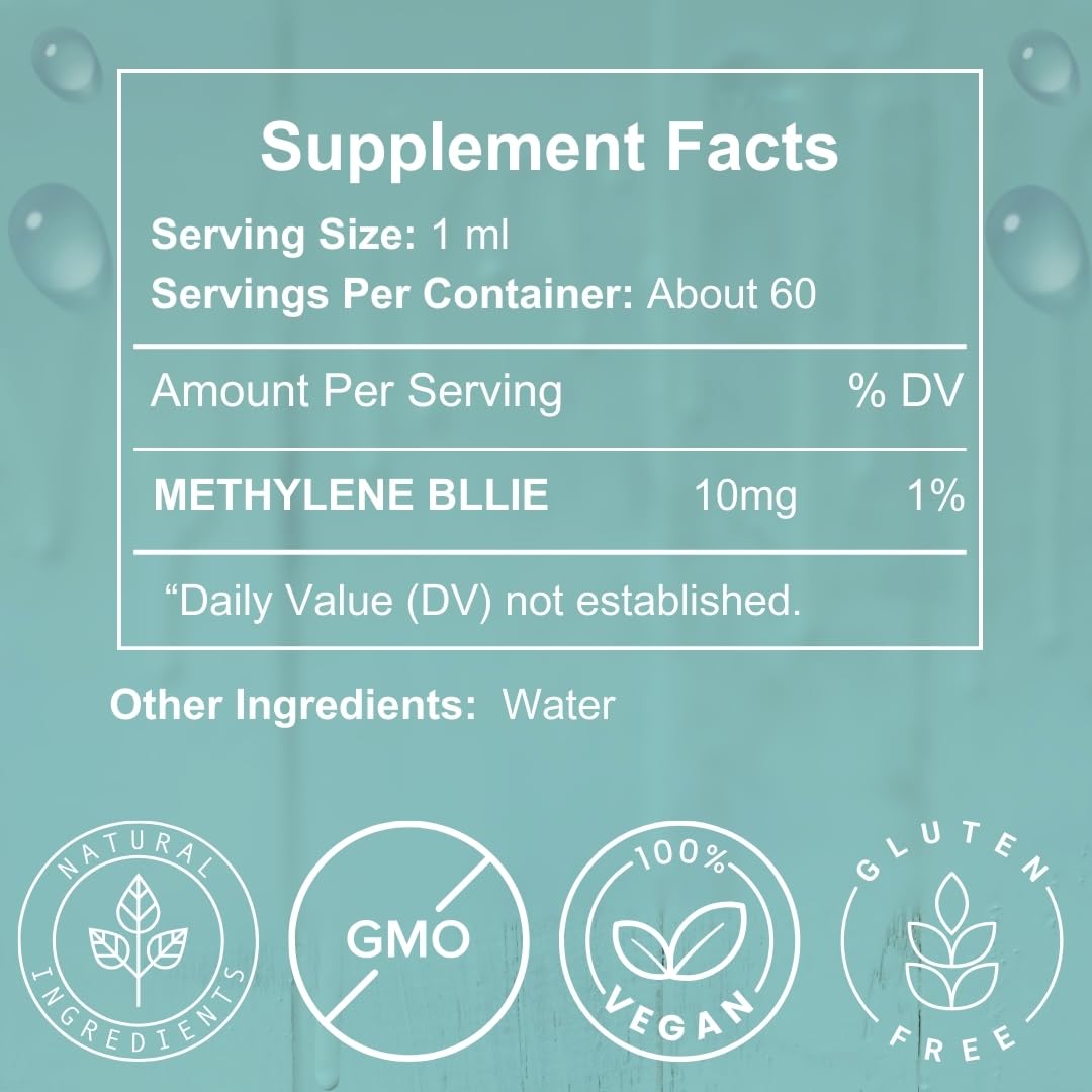 Optimum Upgrade OU Methylene Blue 1% | USP-Grade | Third-Party Tested Brain Health Dietary Supplement | 50ml Glass Dropper Bottle | No Formaldehyde (2 Oz)