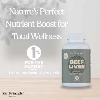 Zen Principle Beef Liver Supplement – Grass-Fed, Pasture-Raised, Desiccated Liver Capsules | No Hormones or GMO | 360 Capsules (2-Pack)