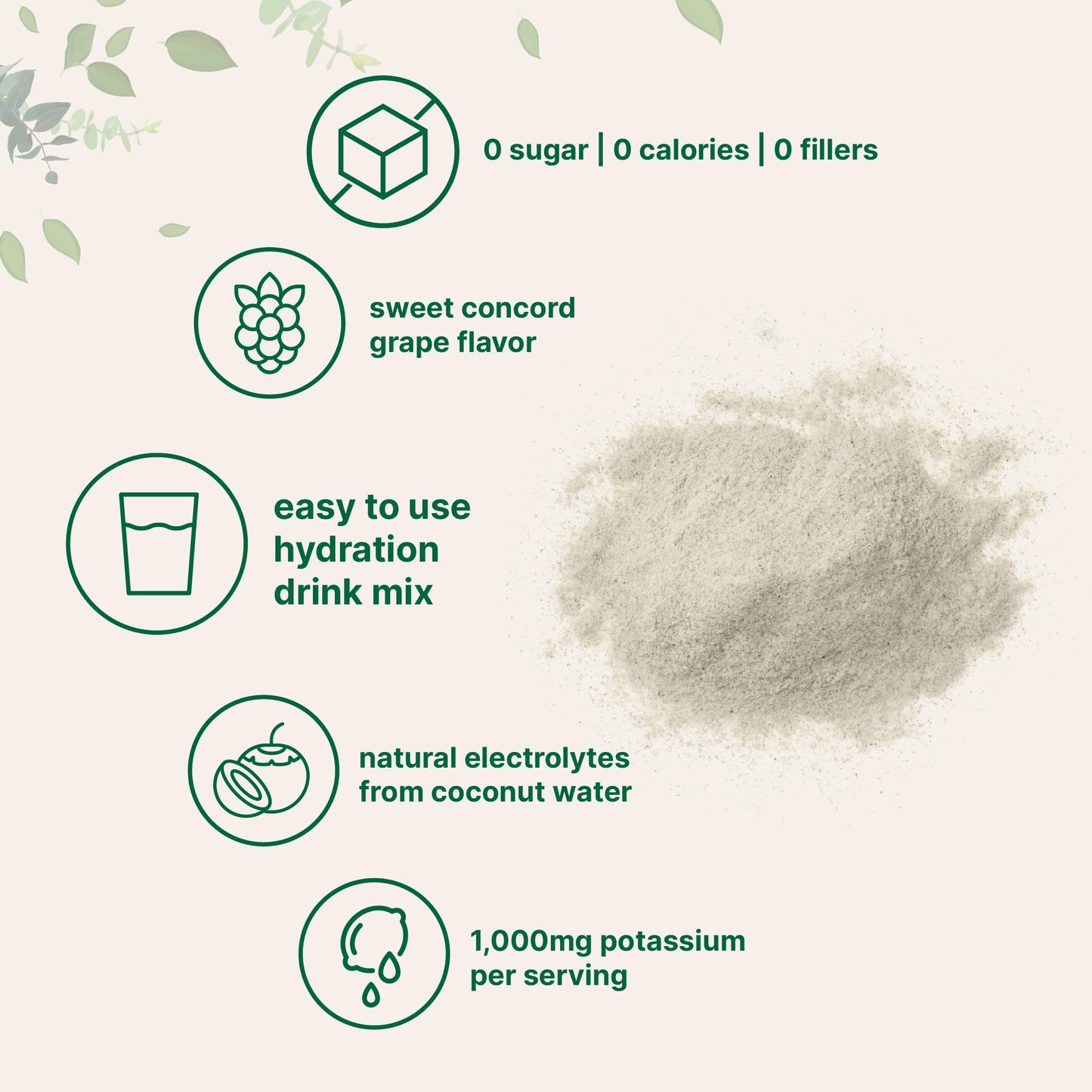 Micro Ingredients Hydration Electrolyte Powder – 2 lb (139 Servings) Concord Grape | High Potassium 1000 mg + Coconut Water | No Sugar, Keto, Non-GMO