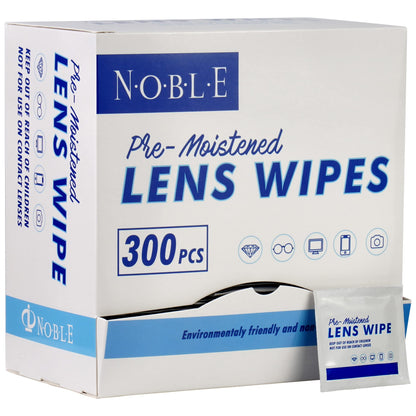 Noble Lens Wipes - Individually Wrapped, Ammonia-Free (300 Wipes)