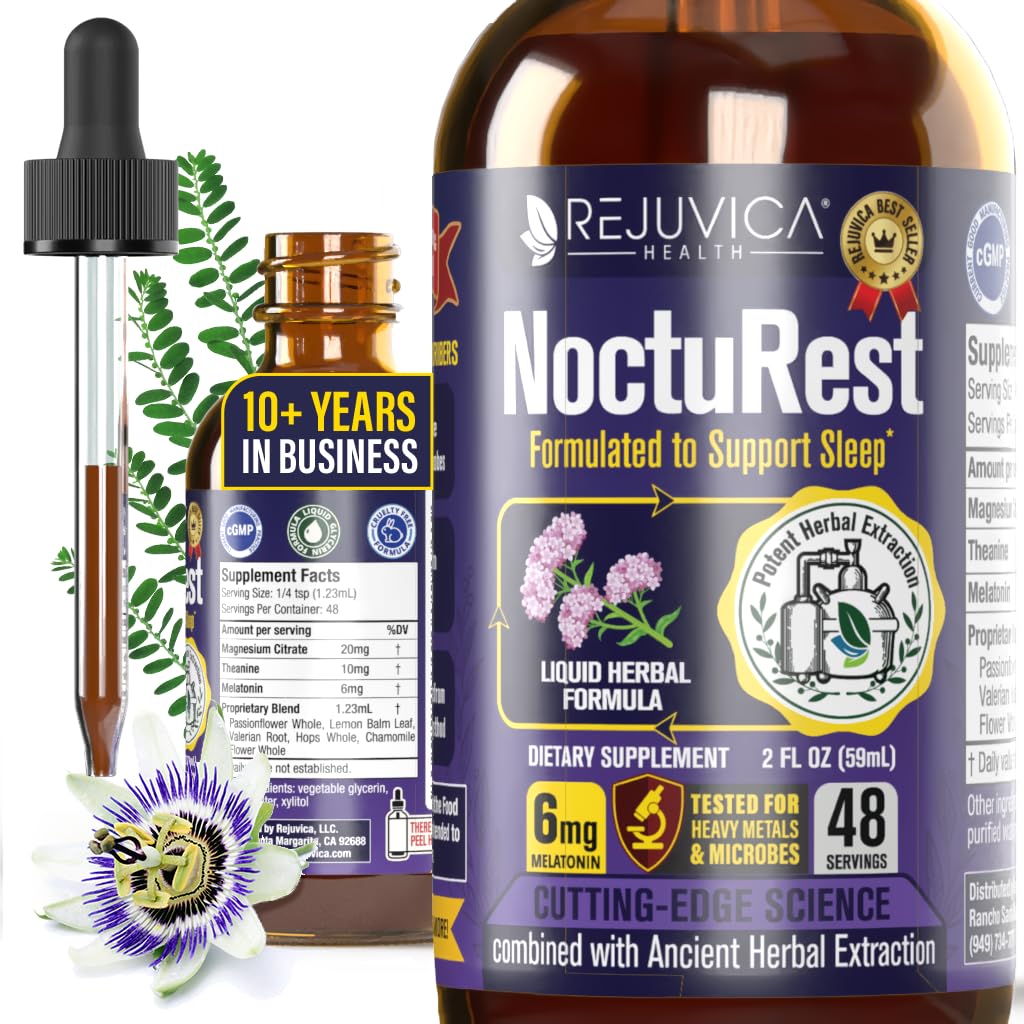 NoctuRest Natural Sleep-Aid | Liquid Formula with Melatonin, Valerian, Magnesium & L-Theanine