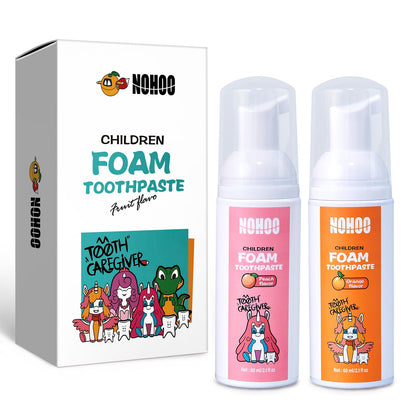 NOHOO Fluoride-Free Foam Toothpaste for Kids – Orange & Peach Fruit Flavour (60ml Pump)