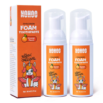 NOHOO Fluoride Free Foam Toothpaste for Kids Orange Flavor – 2 Pack