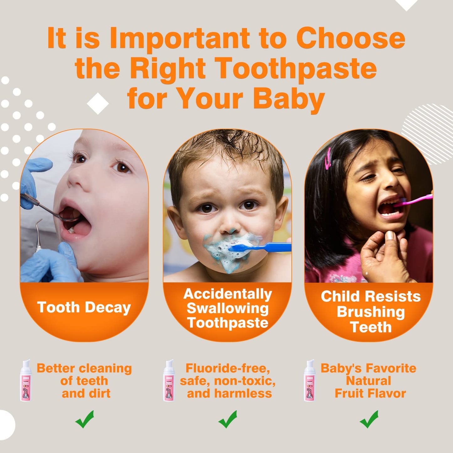 NOHOO Fluoride Free Foam Toothpaste for Kids Orange Flavor – 2 Pack