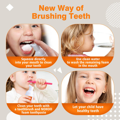 NOHOO Fluoride Free Foam Toothpaste for Kids Orange Flavor – 2 Pack