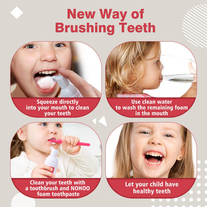 NOHOO Fluoride Free Foam Toothpaste for Kids – Strawberry & Canteloupe