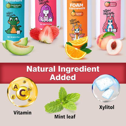 NOHOO Fluoride-Free Strawberry Foam Toothpaste for Kids (2-Pack) - Gentle Training Toothpaste