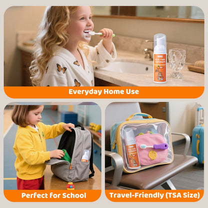 NOHOO Fluoride Free Foam Toothpaste for Kids - Natural Fruit Flavour Strawberry Orange Peach Watermelon