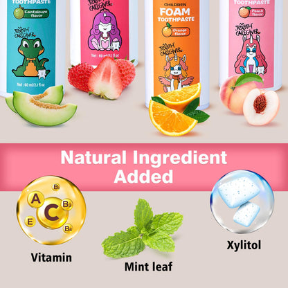 NOHOO Fluoride Free Foam Toothpaste for Kids – Peach & Cantaloupe