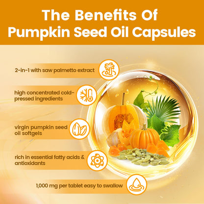 Pumpkin Seed Oil with Saw Palmetto – Cold-Pressed, 300 Softgels, Non-GMO