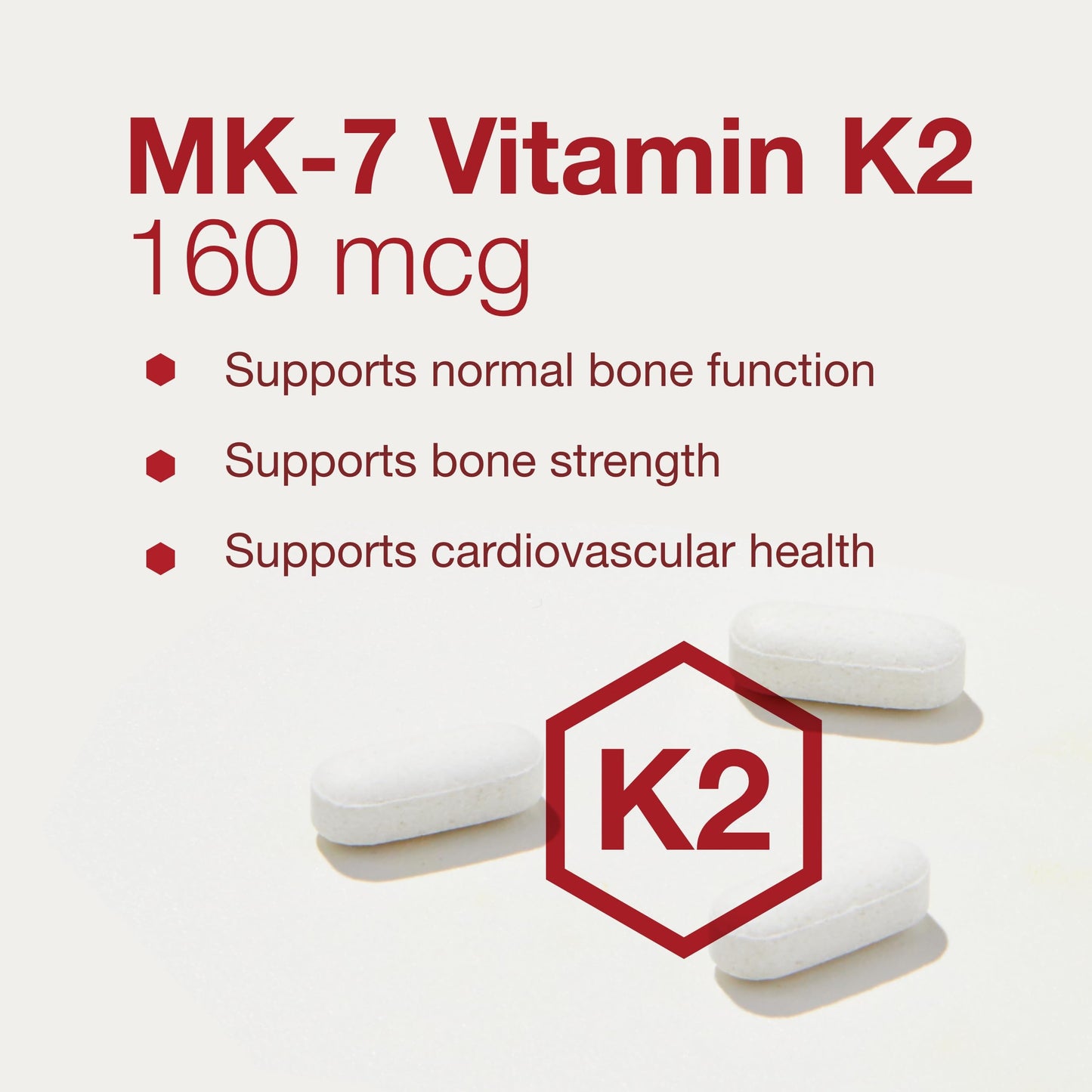 Protocol For Life Balance MK-7 Vitamin K2 160mcg | VIT K Supplement | Bone & Vascular Support | Non-GMO & Vegan | 60 Tablets