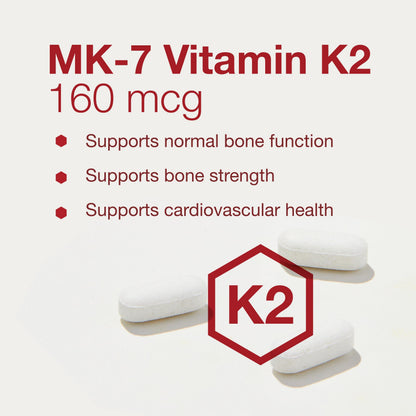 Protocol For Life Balance MK-7 Vitamin K2 160mcg | VIT K Supplement | Bone & Vascular Support | Non-GMO & Vegan | 60 Tablets