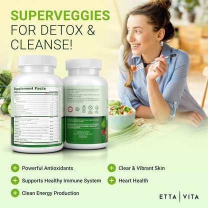 Etta Vita 120 Chews Super Greens Gummies | 9 Superfruits & 30 Veggies