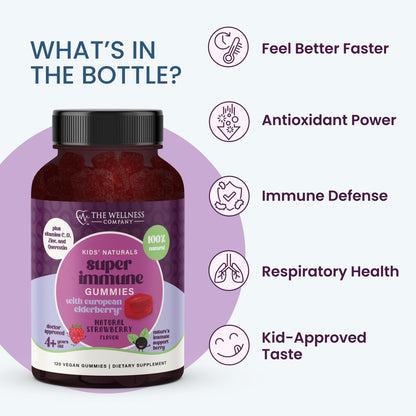 Kids Naturals Elderberry Gummies – Immune Support with Vitamin C & Zinc | 60ct