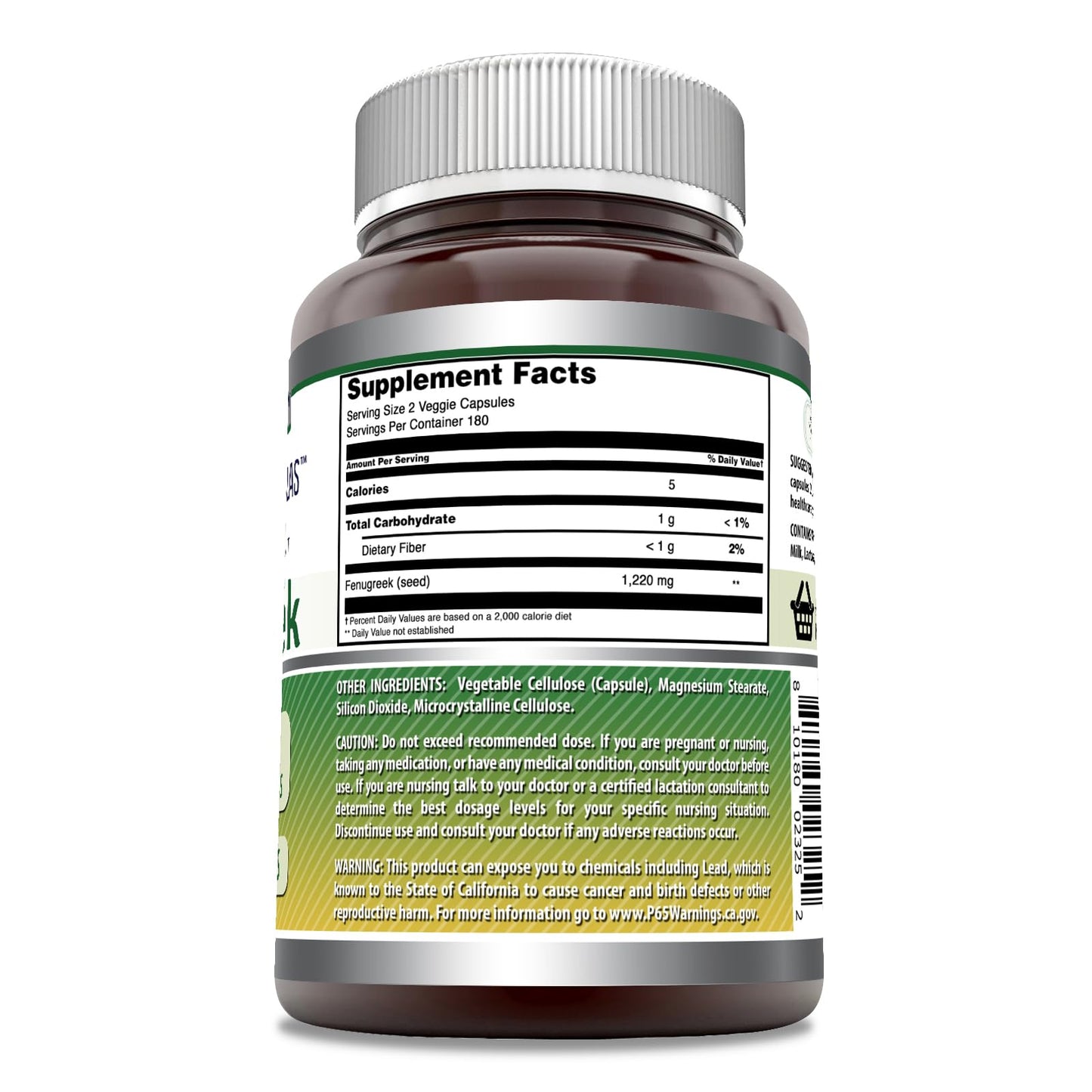 Amazing Formulas Fenugreek Seed Supplement | 610 Mg | 360 Veggie Capsules | Non-GMO | Gluten Free | Made in USA (Pack of 2)