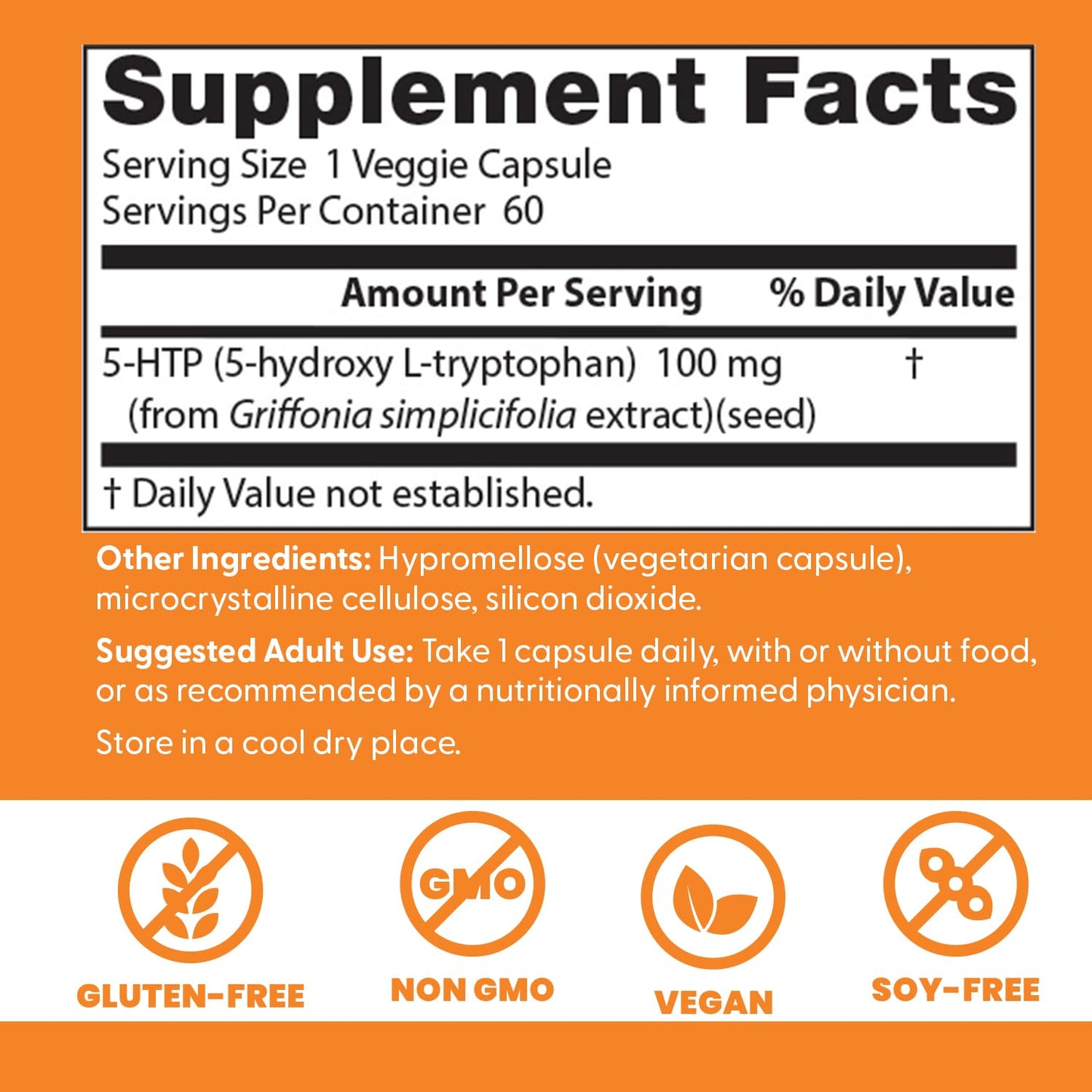 Doctors Best 5-HTP – Supports Mental & Emotional Well-Being | Non-GMO, Gluten Free, Soy Free, Vegan | 60 Veggie Caps