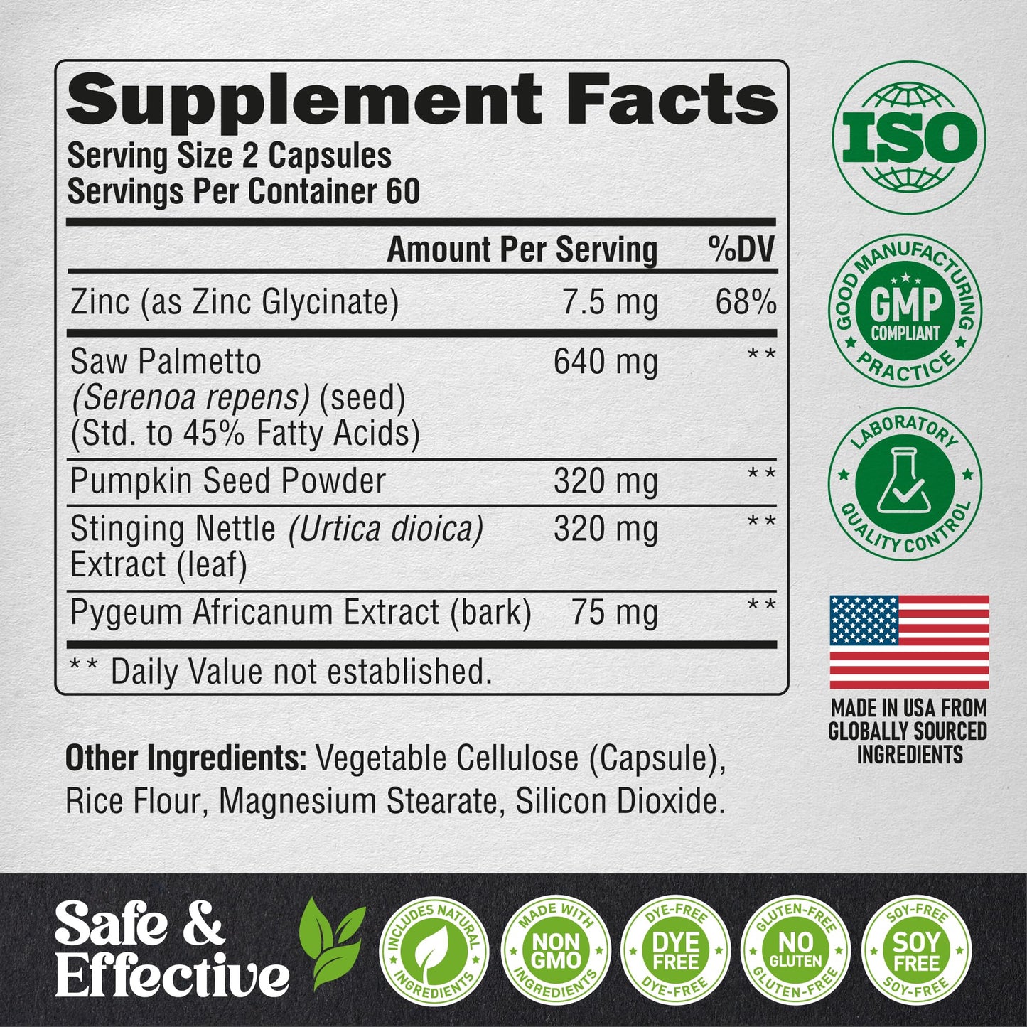 Saw Palmetto for Men 640mg – Prostate Health & Hair Support | 120 Capsules | Made in USA
