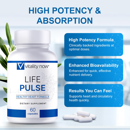 Vitality Now Life Pulse – Natural Heart Health Supplement | 7 Power Ingredients