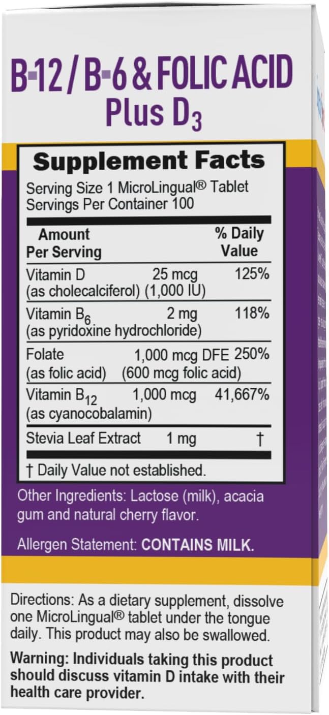 Superior Source No Shot B-12 1000 mcg + B-6, Folic Acid & D-3 1000 IU – Sublingual Tablets (Pack of 2)
