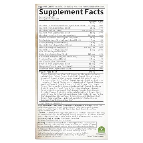 Garden of Life Organics Women’s Multivitamin – One Daily, Organic, Vegan (Iron 2.5mg) 60 Tablets
