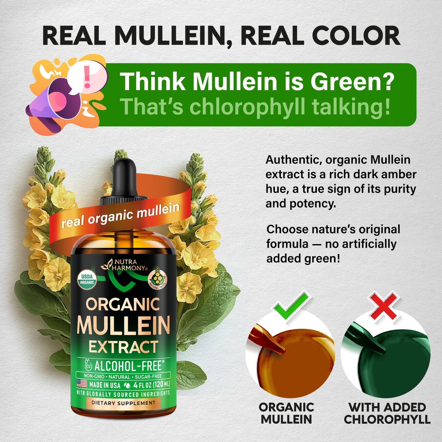 USDA Organic Mullein Drops for Lungs – 4 fl oz | Made in USA