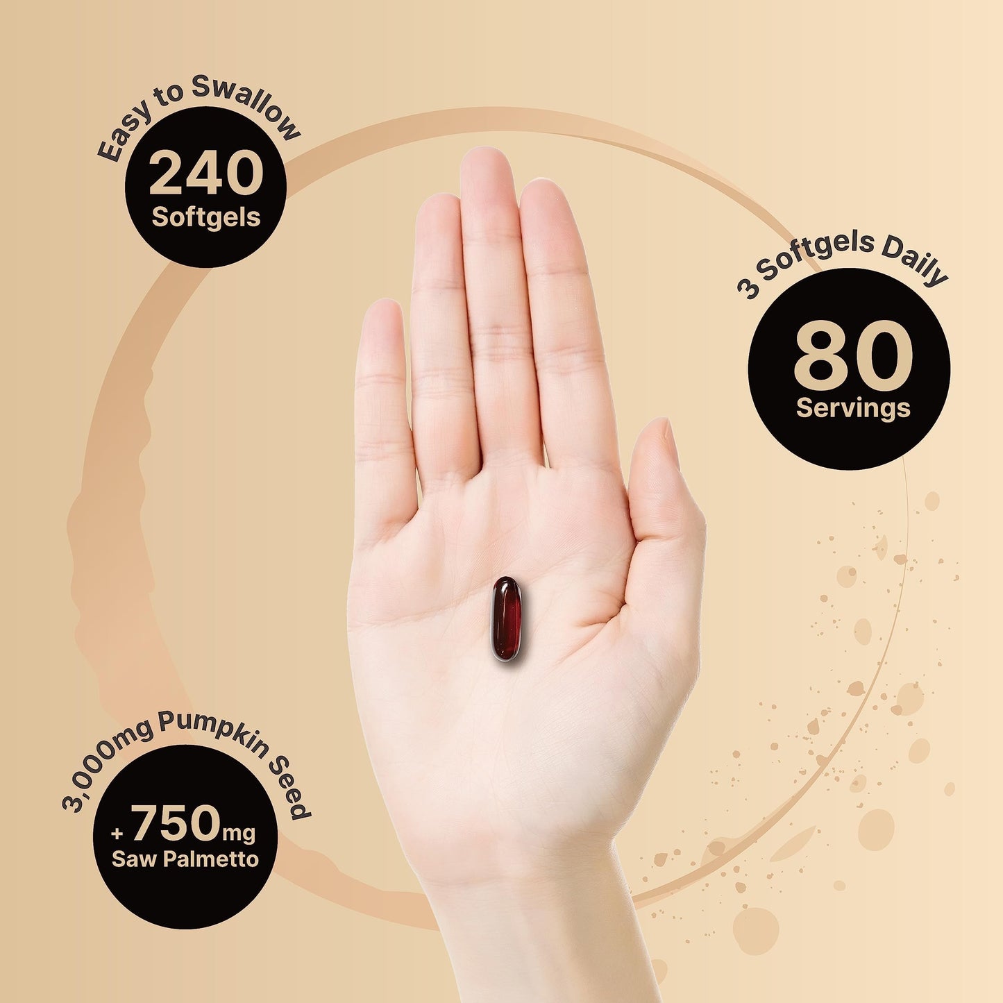 Virgin Pumpkin Seed Oil 3,000mg + Saw Palmetto – Cold-Pressed, Non-GMO | Prostate & Bladder Support, 240 Softgels