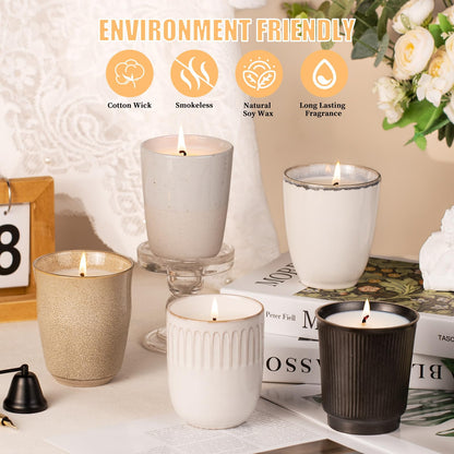 9oz White Soy Scented Candle – Lavender Aromatherapy Jar, Ceramic Cup 7 (Non-Toxic Gift)