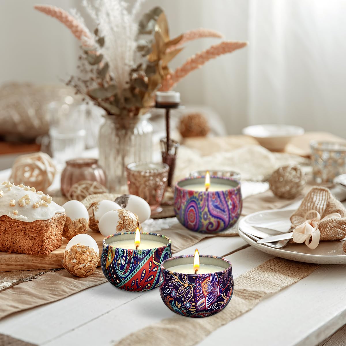 3 Pack Home Scented Candles – Lavender, Vanilla & Rose | 2.5 oz Soy