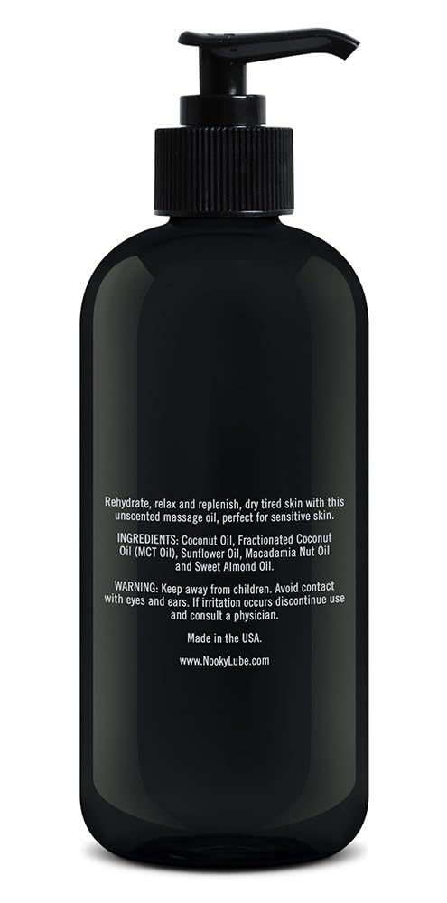 Nooky Massage Oil with Fractionated Coconut Oil – Unscented, 16 oz