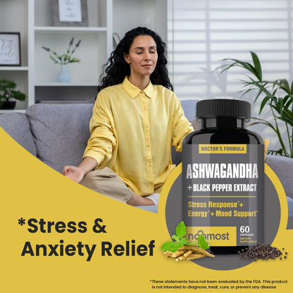 NooMost Organic Ashwagandha 400mg – Vegan Stress Relief & Mood Support