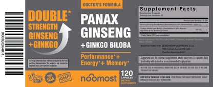 NooMost Korean Red Panax Ginseng + Ginkgo Biloba – 120 Vegan Capsules