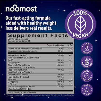 NooMost Natural Sleep Aid - Magnesium, L-Theanine & Garcinia