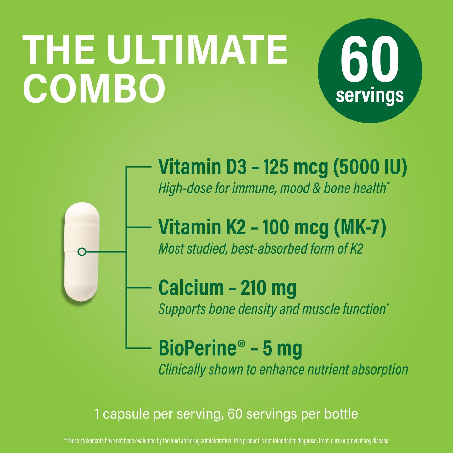 Noophoric D3 K2 5000 IU – D3 & K2 MK-7 for Bone Health