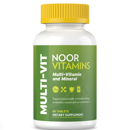 Noor Vitamins Halal Multivitamin – 30 Vitamins & Minerals, 60 Tablets, 2-Month Supply, Non-GMO