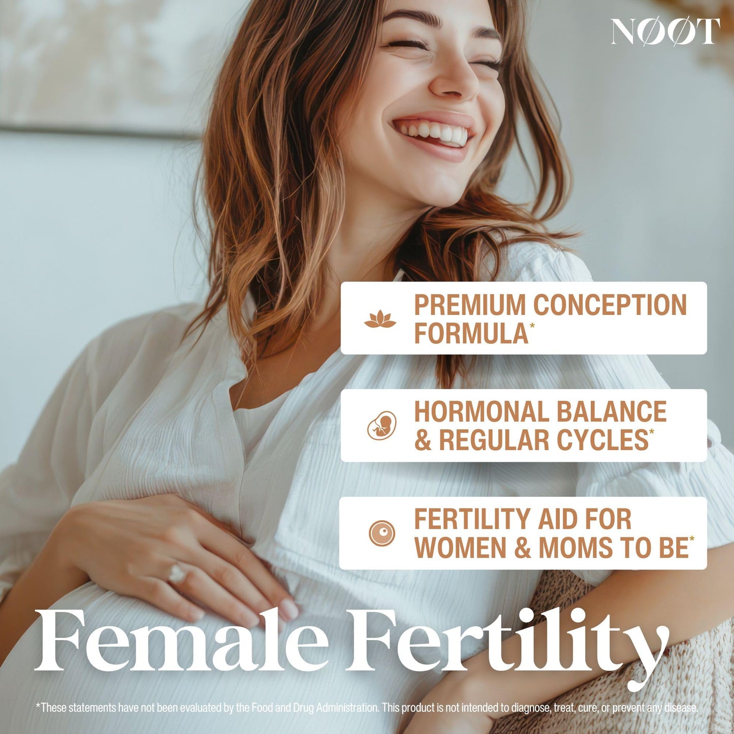 NØØT Female Fertility Supplement – Myo-Inositol & D-Chiro Inositol, CoQ10, Vitex & Shatavari | Vegan 60 Capsules