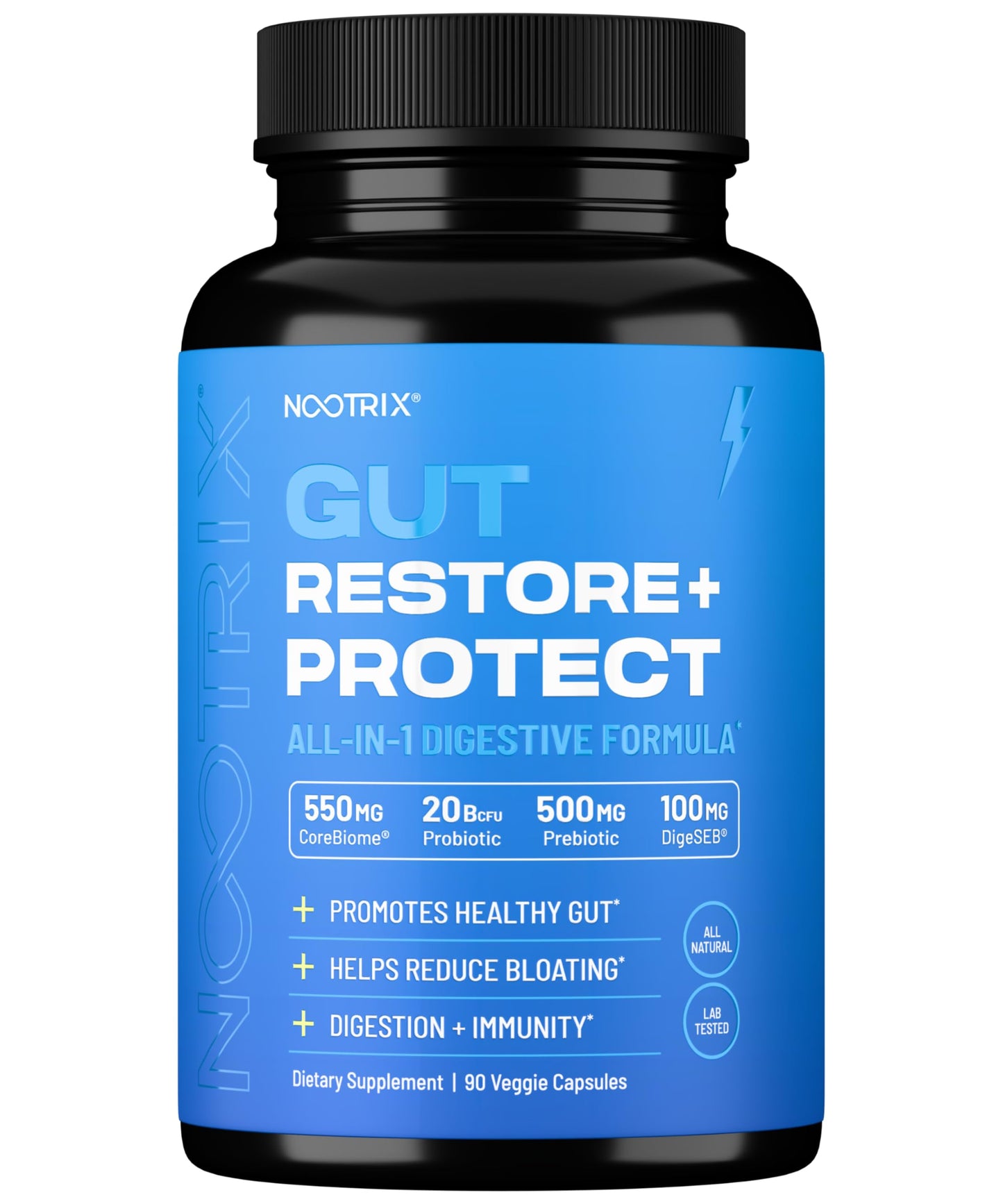 Nootrix Gut Restore + Protect Supplement | Probiotics, Digestive Enzymes & Prebiotics | 90 Capsules