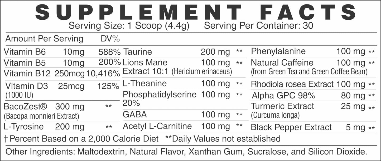Nootro-Prime Brain Boost – Focus & Memory Nootropic (30 Servings) Tropical