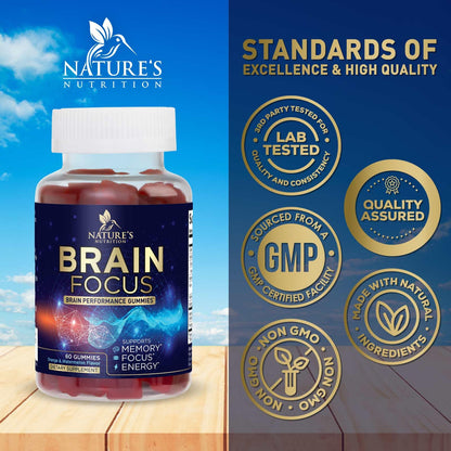 Brain Memory & Focus Gummies with Phosphatidylserine, B6 & B12