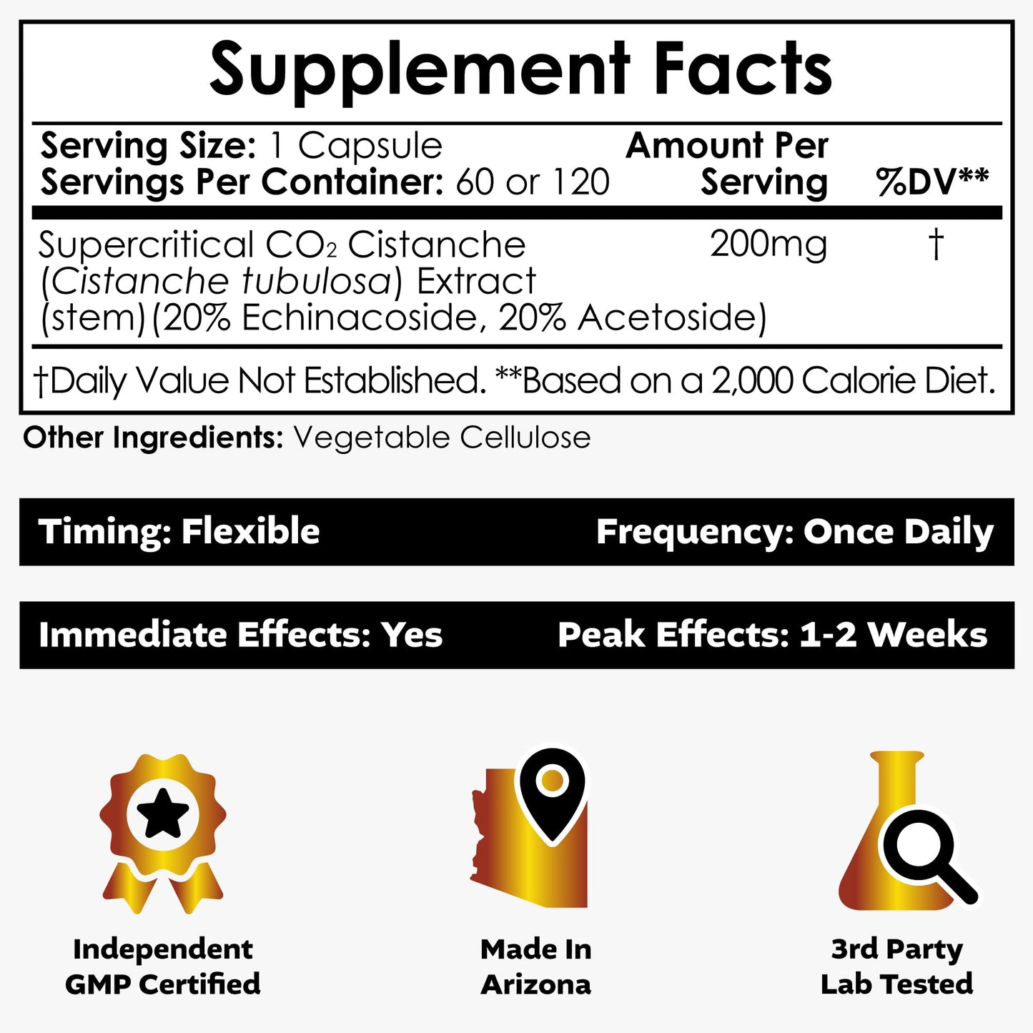 Nootropics Depot Cistanche Supercritical CO2 Extract Capsules - 20% Echinacoside & 20% Verbascoside - 120 Count