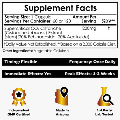 Nootropics Depot Cistanche Supercritical CO2 Extract Capsules - 20% Echinacoside & 20% Verbascoside - 120 Count
