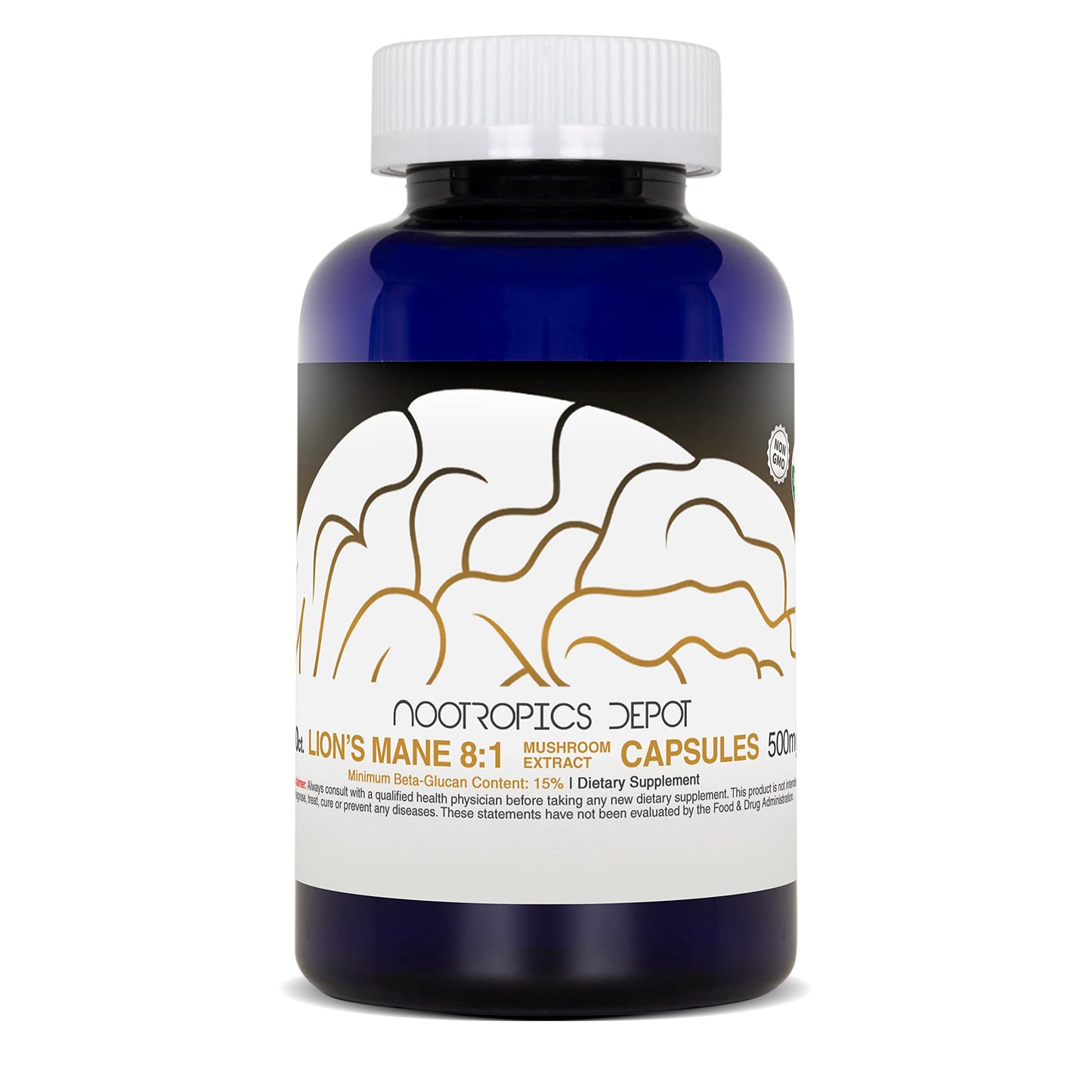 Nootropics Depot Lion's Mane Mushroom Capsules 500mg | 60 Count | 8:1 Dual Extract