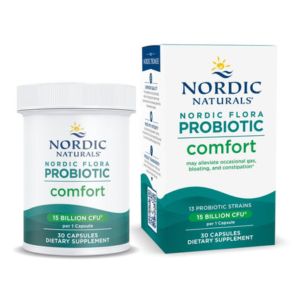 Nordic Flora Probiotic Comfort – 30 Capsules, 13 Strains, 15B Cultures | Vegan & Non-GMO